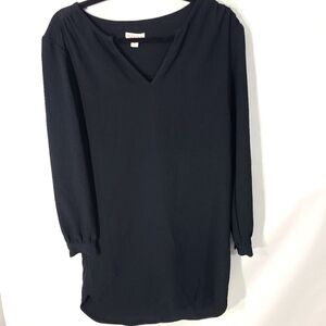 Merona Women's Size Medium M Black V-Neck Dress Long Sleeve Hi Low Office Career